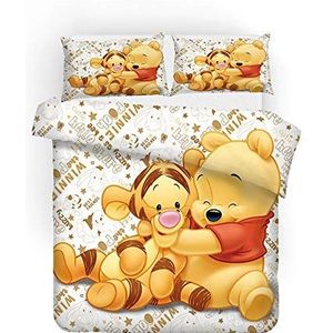 GDGM Kinderbeddengoed Disney Winnie The Pooh, Mickey Mouse, Lion dekbedovertrek + kussensloop katoen/renforcé 3D digitale print beddengoed (A04,135x200cm+80x80cm)