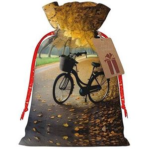 Herfst Boom Met Oude Fiets Print Canvas Ltems Zakken Herbruikbare Items Tassen Bulk Ltems Zakken Diverse Maten Voor Alle Gelegenheden