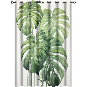 AEMYSKA Vintage groene bladeren thermisch geïsoleerde kamer verduistering slaapkamer gordijnen moderne wilde natuur planten print doorvoertule venster gordijn panelen/gordijnen 42x54 inch
