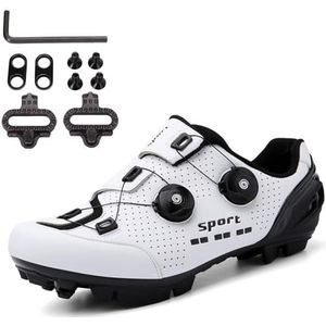 SDEQA Mountainbike schoenen compatibel met fietsschoenen peloton shimano spd 2 bouten pedalen outdoor fiets schoenen,Wit,38 EU