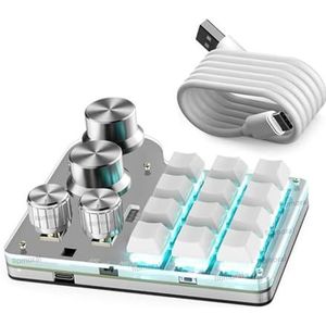 QPSJXN RGB Mechanisch Toetsenbord Bluetooth Programmeerbaar Macro Hot-Swap Toetsenbord Verschillende Apparaten Inclusief Tabletten En Consoles Met MX-Schakelaars (1204 Wit)