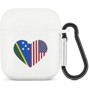 I Love America And The Solomon Islands schattig hoesje voor AirPods 2 & 1 schokbestendige beschermende hoofdtelefoon hoesjes cover met sleutelhanger voor mannen vrouwen
