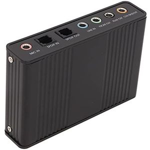 5.1 Geluidskaart, USB Analoge Geluidskaart voor Het Opnemen van Aluminiumlegering voor Pc (BLACK)