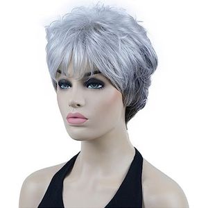 Synthetische Volledig Golvend Haarsnit Pruiken Voor Vrouwen Natuurlijke Blonde Highlights Korte Krullende Pruiken 456 Zilvermix