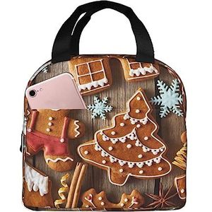 SUHNGE peperkoek koekjes print geïsoleerde lunchtas Rolltop lunchbox draagtas voor vrouwen, mannen, volwassenen en tieners