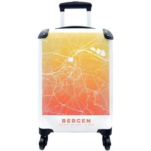 MuchoWow® Koffer - Stadskaart - Bergen - Oranje - België - Past binnen 55x40x20 cm en 55x35x25 cm - Handbagage - Trolley - Fotokoffer - Cabin Size - Print