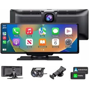 4K 10,26"" touchscreen auto DVR Dashcam draadloos Apple CarPlay Android Auto Dual Lens videorecorder Dual Dash Cam DVR