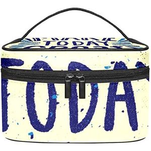 Make-up Organizer Bag, Reizen Make-up Tas Organizer Case Draagbare Cosmetische Tas voor Vrouwen en Meisjes Toiletries Inspirerende Belettering, Meerkleurig, 22.5x15x13.8cm/8.9x5.9x5.4in