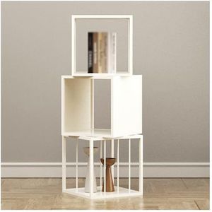 Creatieve Boekenplank, Staande Ijzeren Boekenplank Opbergrek, 3/4 Laags Open Hoek Boekenkast For Kantoor Studeerkamer Thuis Woonkamer, Eenvoudig Te Monteren(White,3 tier)