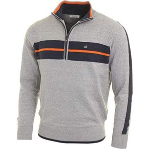 Calvin Klein Golf heren CK Vertex 1/2 rits gestreept trui-Zilver-L