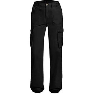 Dames sneldrogende wijde pijpen cropped broek voor vrouwen UK lange vrouwen verstelbare rechte pasvorm cargo broek met meerdere zakken Womens hoge taille baggy wandelbroek parachute broek, Zwart, M