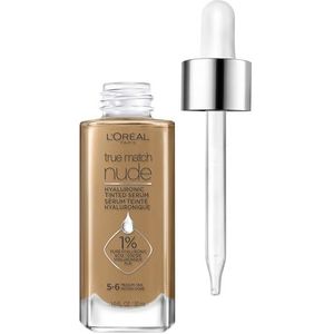 L'Oreal Paris True Match Nude Hyaluronic Tinted Serum Foundation met 1% Hyaluronic Acid, Medium Tan 5-6, 1 fl. Oz.