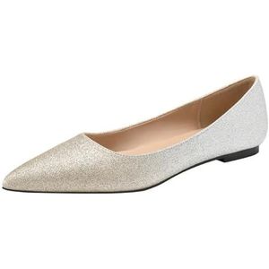 ZOIKOM Glanzende casual ballerina's met puntige neus voor dames, goud, 35 EU