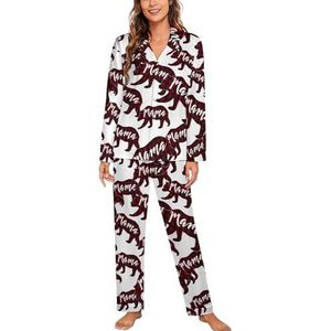 Mama Bear geruite pyjamasets met lange mouwen voor vrouwen, klassieke nachtkleding, nachtkleding, zachte pyjama's, loungesets