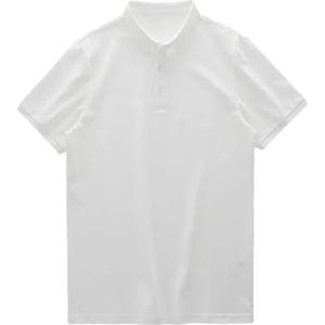 Heren Zomer Effen Kleur Polos Shirts Mannen Golf Korte Mouwen T-shirts Herenkleding Koreaanse Blouse, Wit, XS