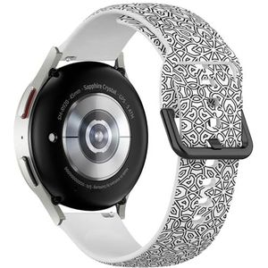 Sportieve zachte band compatibel met Samsung Galaxy Watch 6 / Classic, Galaxy Watch 5 / PRO, Galaxy Watch 4 Classic (zwart wit geometrisch) siliconen armband accessoire