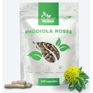 Rhodiola Rosea Extract 500 mg – 240 Capsules – Hoge Dosis Kruidensupplement voor Stressverlichting & Energie – Vegan – Natuurlijke Stemmingsversterker van Rozenwortel – Raw Powders