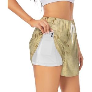 KoNsev Bladmuziek Dames Shorts Sneldrogende Athletic Shorts voor Camping Reizen Golf met Rits Zakken, Wit, M