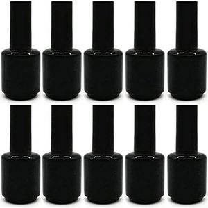 ConStore 10 stks Nagellak Flessen Flesjes Met Zwarte Borstel Cap Nail Art Monster Containers Opslag Houder DIY Beauty Tools Hervulbare Lege Nagellak Glazen Flessen (Helder Zwart)