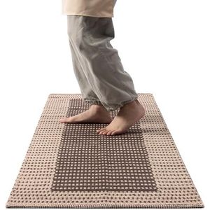 HOMELEVEL loper tapijt voor keuken - 60 x 180 cm - Antislip vloerkleed - 100% katoen - Keukenloper wasbaar - Ook voor in de gang - Beige en bruin