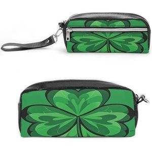 MNVTSKOP Groene Klaver Make-up Tas Kleine Cosmetische Reistas Draagbare Briefpapier Organizer voor Vrouwen Leraar