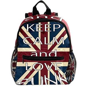 Verenigd Koninkrijk Engeland vlag houden kalm en liefde schattige mode mini rugzak pack tas, Meerkleurig, 25.4x10x30 CM/10x4x12 in, Rugzak Rugzakken