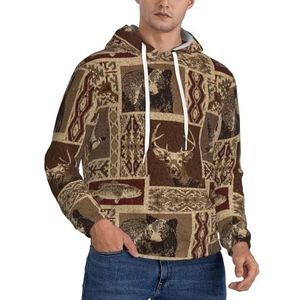TTIGLHOH Moose Bear Herten Winter Hoodies Voor Mannen Fleece Gevoerde Sherpa Trui Kangoeroe Pocket Comfort Fit, Winter Sweatshirt, Zwart, XXL