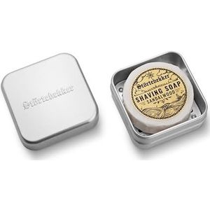 Störtebekker Premium scheerzeep & zeepblikjes set - zeepdoos aluminium incl. variërende scheerzeep - veganistische handgemaakte zeep in zeefabriek (sandelhout)