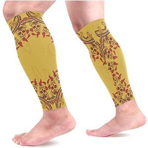 EZIOLY Mexicaanse Suiker Schedel Sport Kalf Compressie Mouwen Been Compressie Sokken Kalf Guard voor Hardlopen, Fietsen, Moederschap, Reizen, Verpleegkundigen