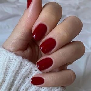 Coffin False Nails French Short Press on Nails Ballerina Acrylic Stick on Nails Pure Color Fake Nails 24pcs for Women and Girls, with solid glue, nail lamp(E)