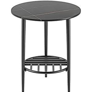 Kleine salontafel Ronde bijzettafel, met 2-laags ronde koffietafel, snacktafel for buiten of binnengebruik, metalen slate salontafel Kleine Theetafel (Color : A)