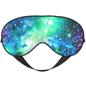 Groen Blauw Paars Galaxy Print Comfortabel Oogmasker Ademend Verstelbare Mannen Vrouwen Lichtgewicht Reizen Yoga Werk