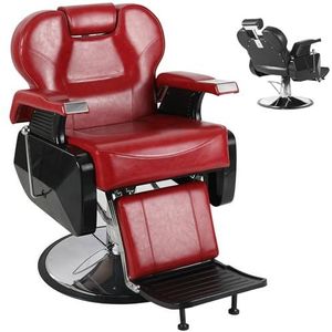 SAYEYBU Barber Chair, 360° Swivel Hydraulic Reclining Salon Chair, Heavy Duty Hairdresser Chair with Adjustable Headrest and Footrest, Beauty Spa Equipment for Hair Stylist, Tattoo,Rood