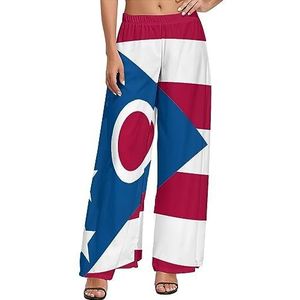 Ohio State Flag dames casual wijde pijpen lounge broek comfortabele losse joggingbroek joggingbroek broek