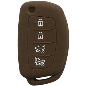YCSYHQM Siliconen Sleutel Cover Voor Hyundai Sonata 2017 2018 2019 Sleutel Case Voor Auto Accessoires 4 Knoppen Sleutelhouder Bescherm Fob Skin-Bruin