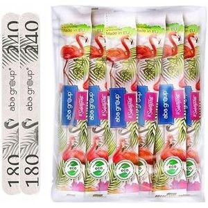 Aba Group Nagelvijl 180/240 Rechte Slim Flamingo Veilige Verpakking, Professionele nagelvijl, gemaakt in Europa, 100 stuks