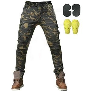 Sportieve motorbroek met beschermers, motorbroek met dijbeenzakken, camouflage (as3, alpha, l, regular, regular, camouflage, L= 32W / 32L)
