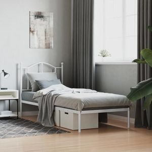 AUUIJKJF Bedden & accessoires Metalen bedframe met hoofdeinde wit 80x200 cm meubels