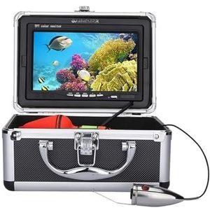 7 inch onderwatervisvideocameraset, roestvrij staal, witte LED's, fishfinder, kleurenmonitor, 1000 TVL, 6 stuks LED's voor zee-, meer-, boot- en kajakvissen(White LEDs 50M Cable)
