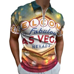 Welkom Las Vegas Half Zip-up Polo Shirts Voor Mannen Slim Fit Korte Mouw T-shirt Sneldrogende Golf Tops Tees 6XL