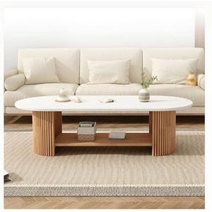 Boerderij salontafel voor woonkamer, massief houten salontafel met opbergplank, rechthoekige middentafel eiken houten woonkamertafel accent cocktailuiteinde (afmetingen: 100 x 50 x 40 cm, 2 lagen,