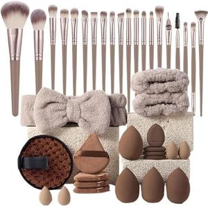 20/40 stks Wolvezel Make-up Borstel Set Artistiek Borstels Kabuki Poeder Borstel Oogschaduw Stippling Borstel Premium Synthetische Make Up Borstel Set Voor Contouring Concealer Foundation Poeder