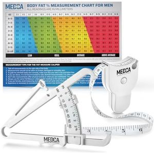 Lichaamsvet schuifmaat en meetlint voor het lichaam - huidplooimeter en lichaamsvet meetlint voor het nauwkeurig meten van BMI huidplooi fitness en gewicht-verlies - nieuwe verbeterde ontwerp (wit)
