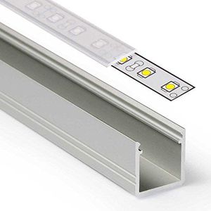 LED aluminium profiel SMART 2m aluminium profiellijst geanodiseerd voor LED-strips - set incl. afdekrail gesatineerd mat-frosted diffuse semi-transparant met montageklemmen en eindkappen