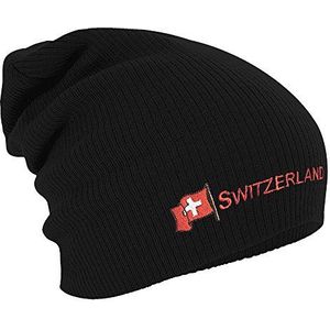 Fan-O-Menal Textiel Longbeanie Slouch-beanie muts Zwitserland met vlag 54599