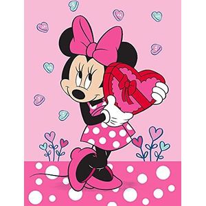 Minnie Mouse kinderkamertapijt hart roze roze 100 cm x 133 cm anti-slip geluidsremmend kindertapijt speelkleed meisjestapijt Disney Minnie Mouse Mickey Mouse Sweet Love Girls