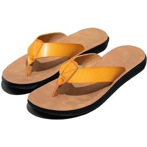 Slippers Heren Cool Strand Zomer Schoenen Hotel Slippers Heren Grote Maat 47 Ondiepe Platte Herenschoenen (Color : Yellow, Size : 40)