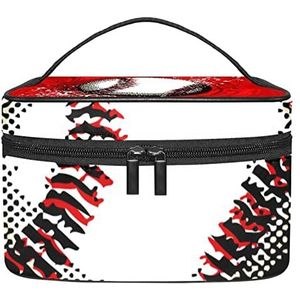 Make-up Organizer Bag, Travel Makeup Bag Organizer Case Draagbare Cosmetische Tas voor Vrouwen en Meisjes Toiletartikelen Honkbal Rood, Meerkleurig, 22.5x15x13.8cm/8.9x5.9x5.4in