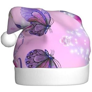 DEXNEL Kerstmutsen voor volwassenen, comfortabele kerstoutfit voor nieuwjaar feestelijke feestlevering paarse vlinder