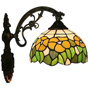 Tiffany Stijl Wandlamp, Handgemaakte Glas-In-Lood Wandlamp, 8 Inches, Bloemen Wandlamp, Nachtkastlamp, Gang, Balkon